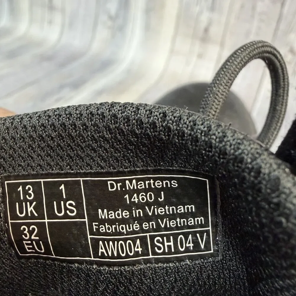 Dr Martens 1460 Junior/Kids Leather Boots Size 1Y Black Lace Up/Zip